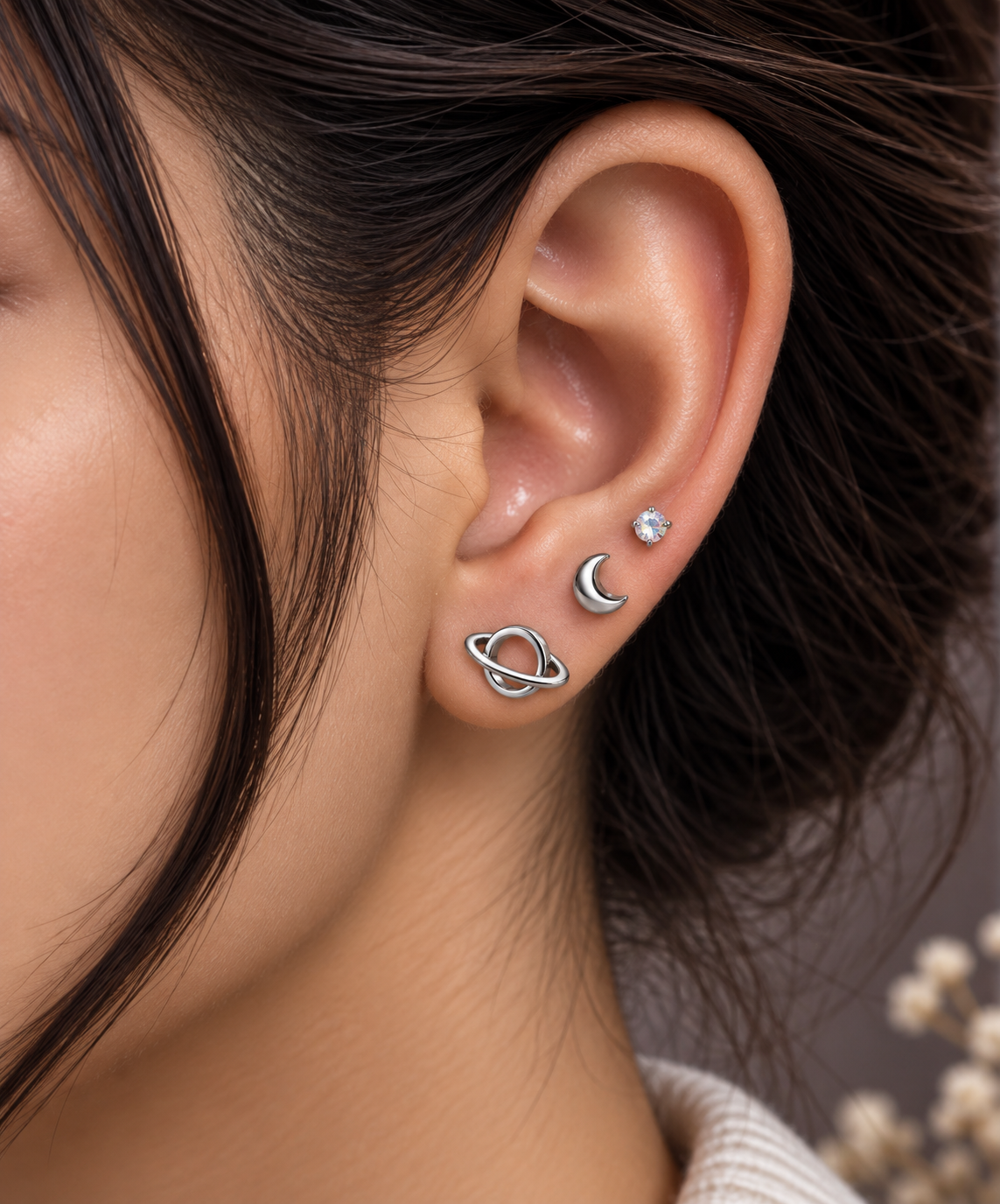 Silver Celestial Ear Piercing Set