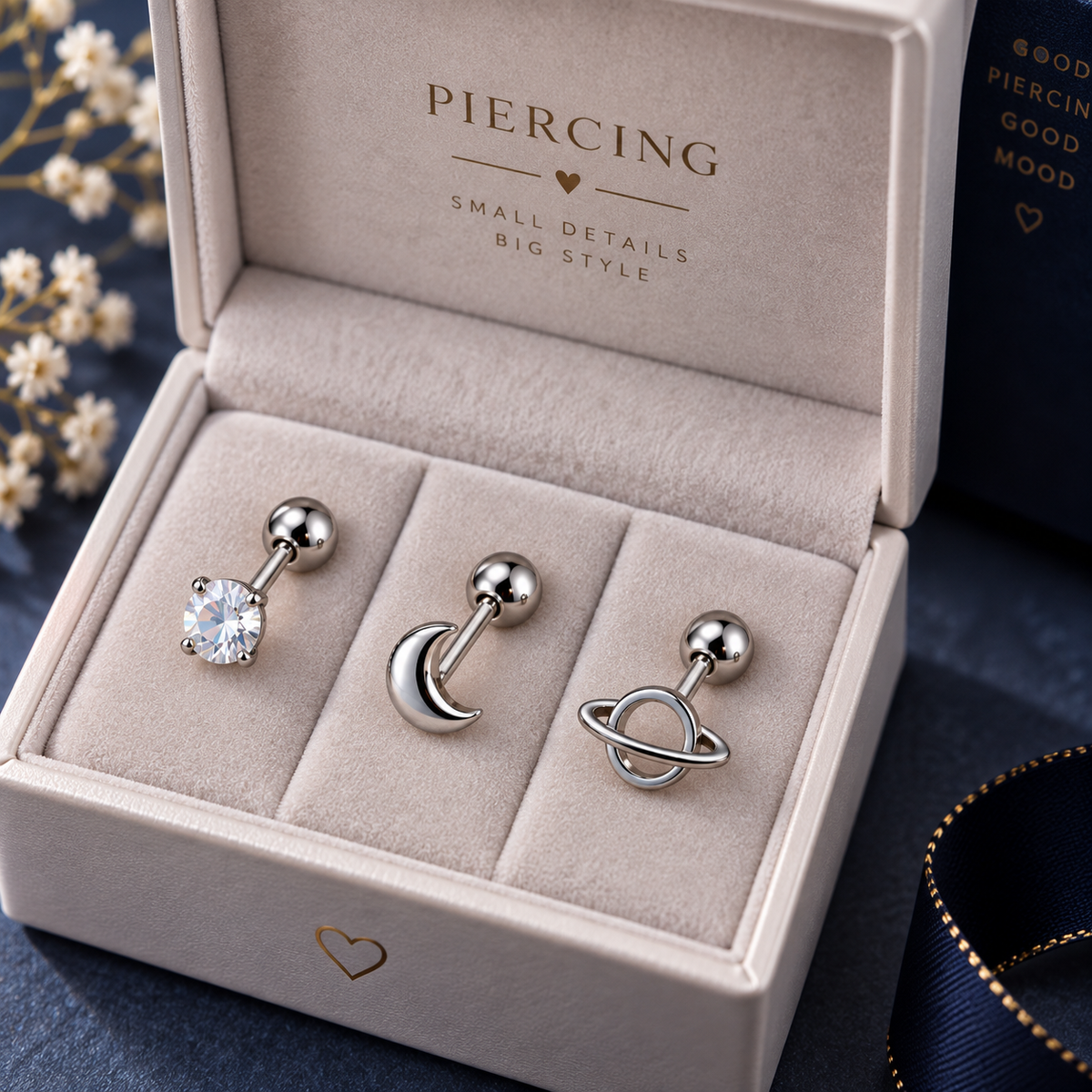 Silver Celestial Ear Piercing Set