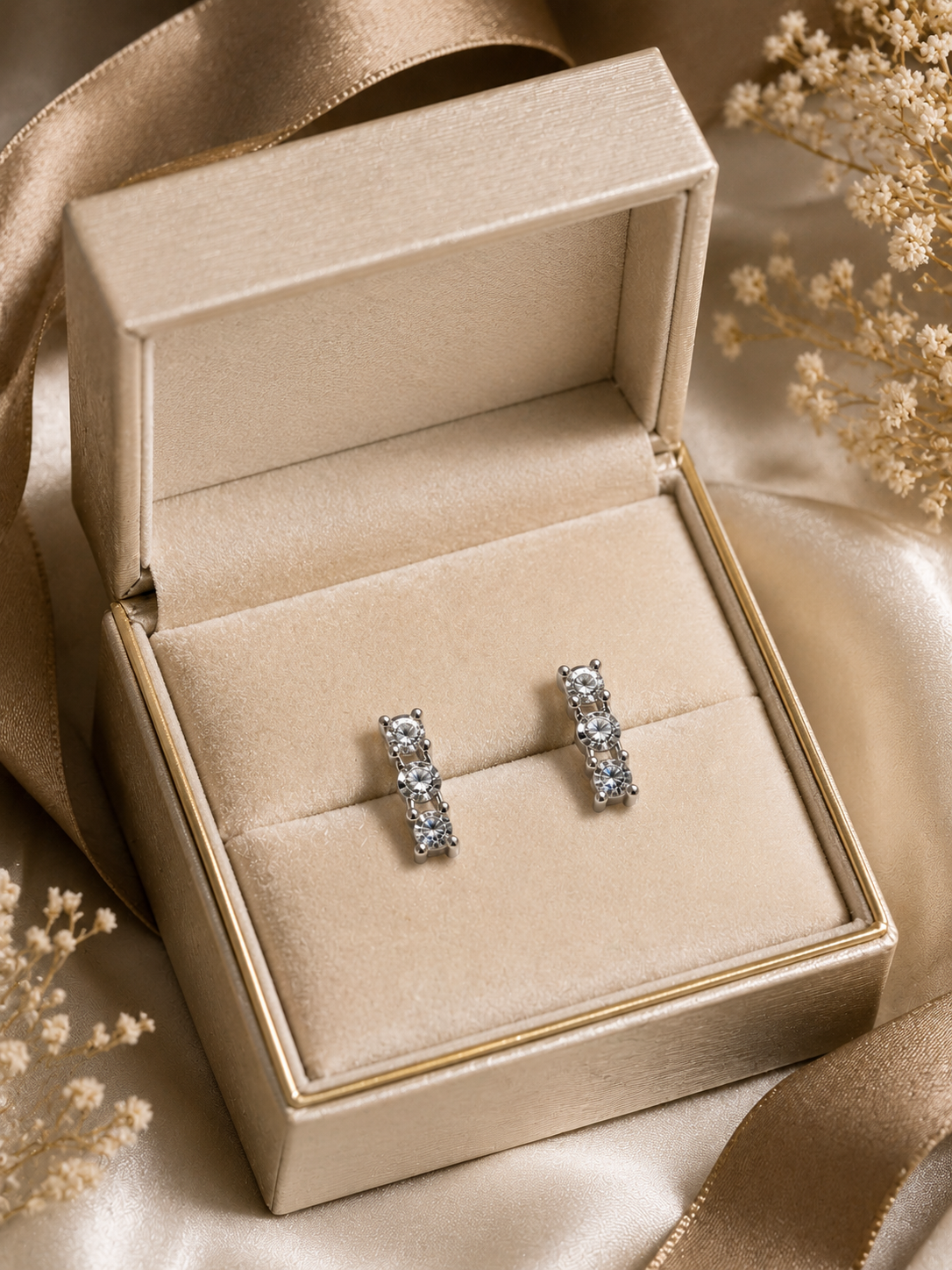 Crystal Silver Hoop Earrings