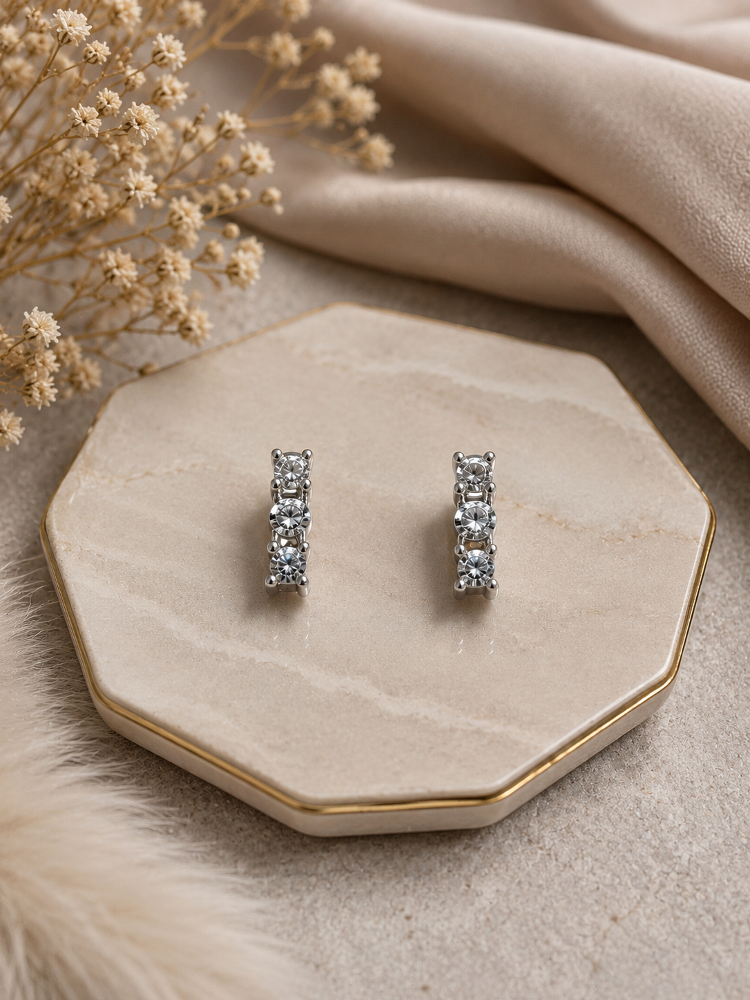 Crystal Silver Hoop Earrings