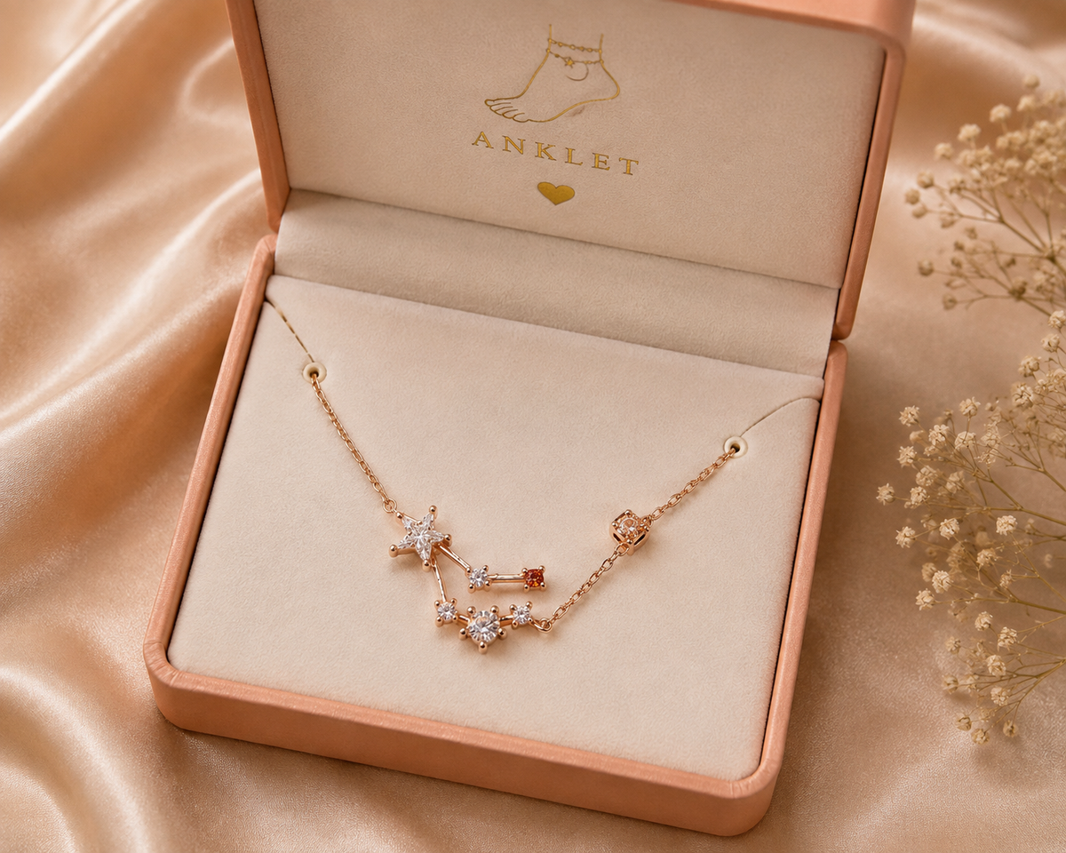 Celestial Rose Gold Star Charm Anklet