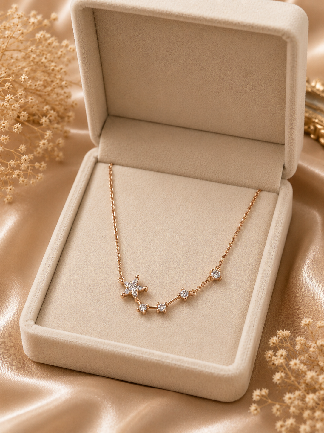 Rose Gold Star & Crystal Charm Anklet