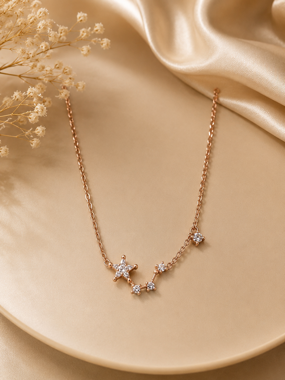 Rose Gold Star & Crystal Charm Anklet