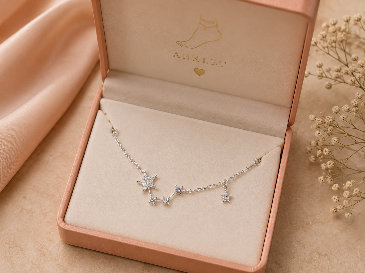 Silver Star Charm Anklet