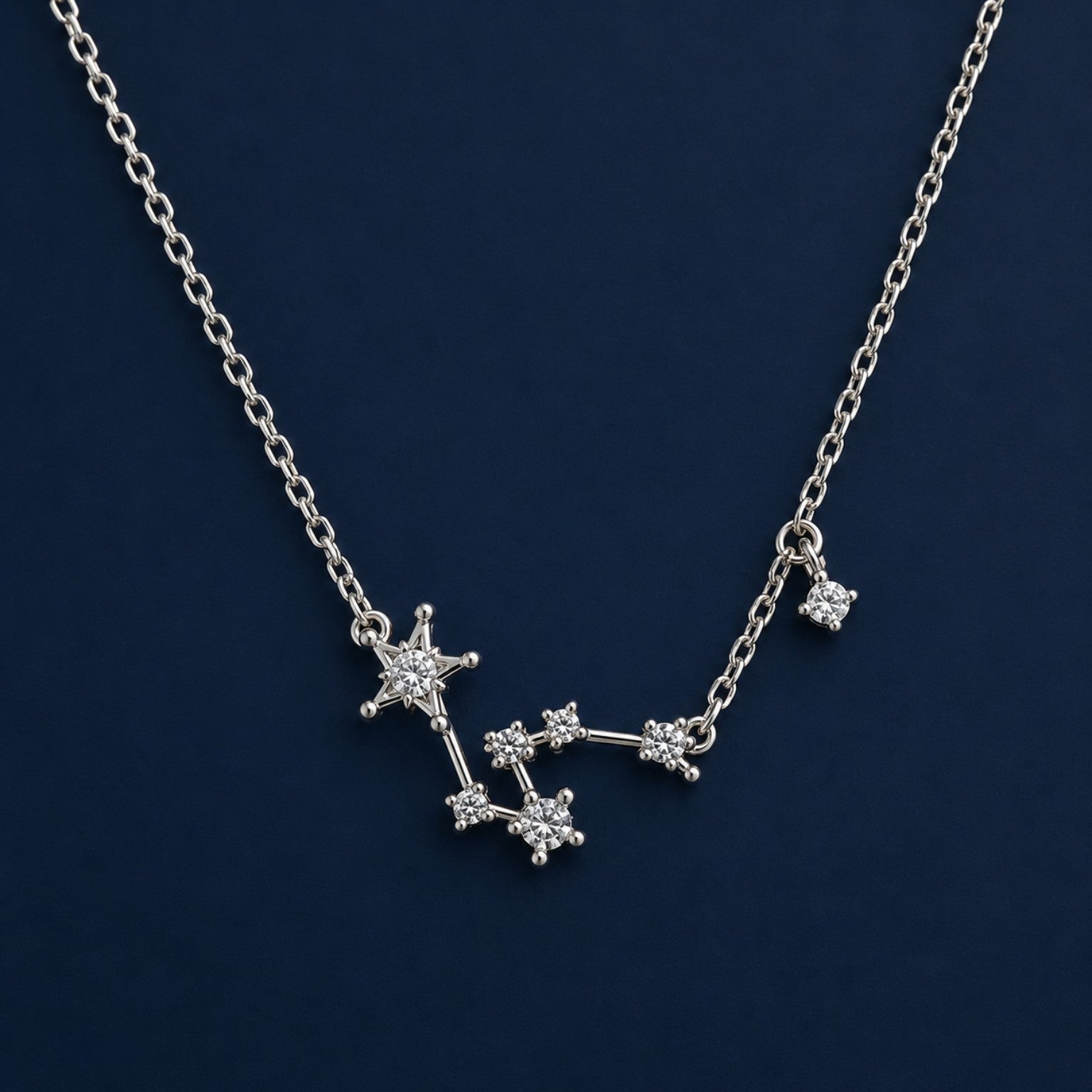 Elegant Silver Star & Crystal Charm Anklet