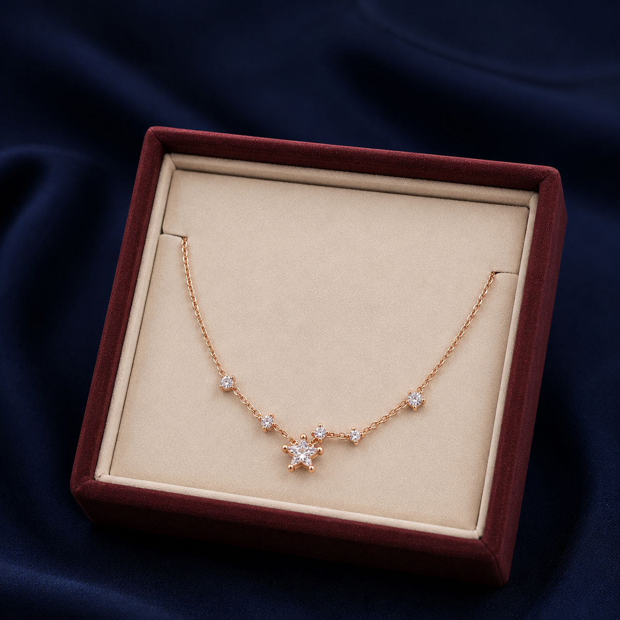 Rose Gold Star & Crystal Charm Anklet