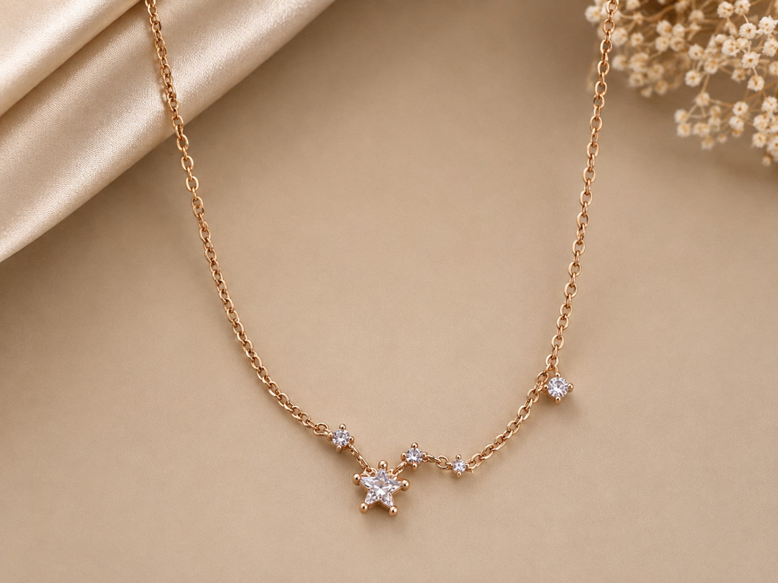Rose Gold Star & Crystal Charm Anklet