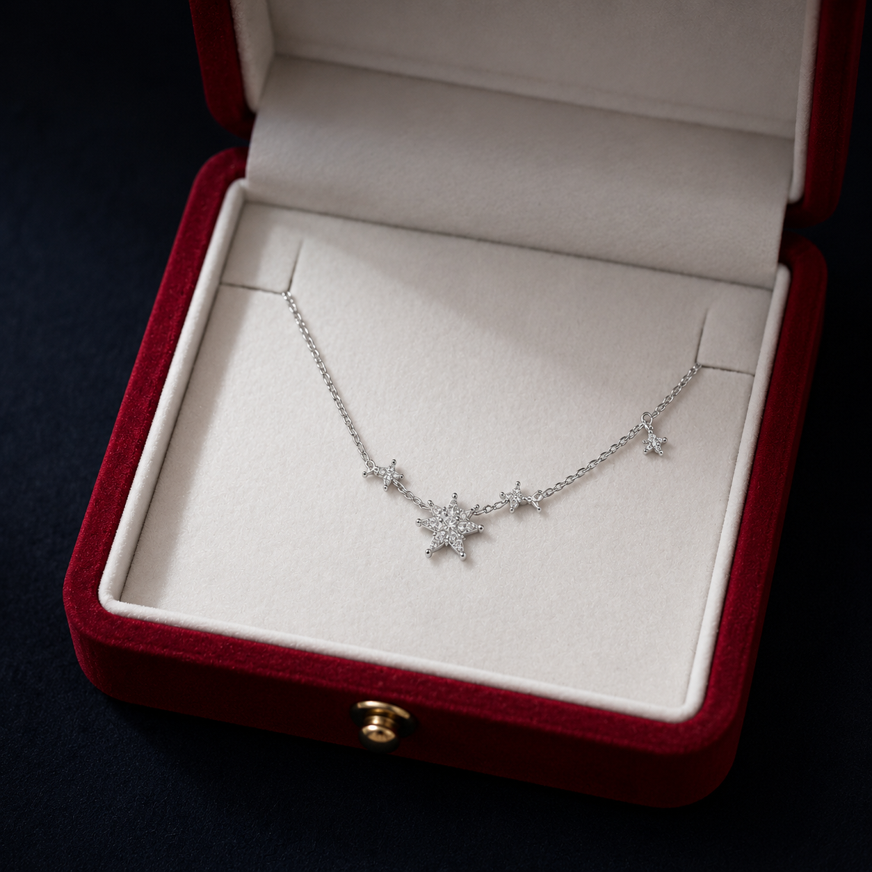 Elegant Silver Star & Crystal Charm Anklet