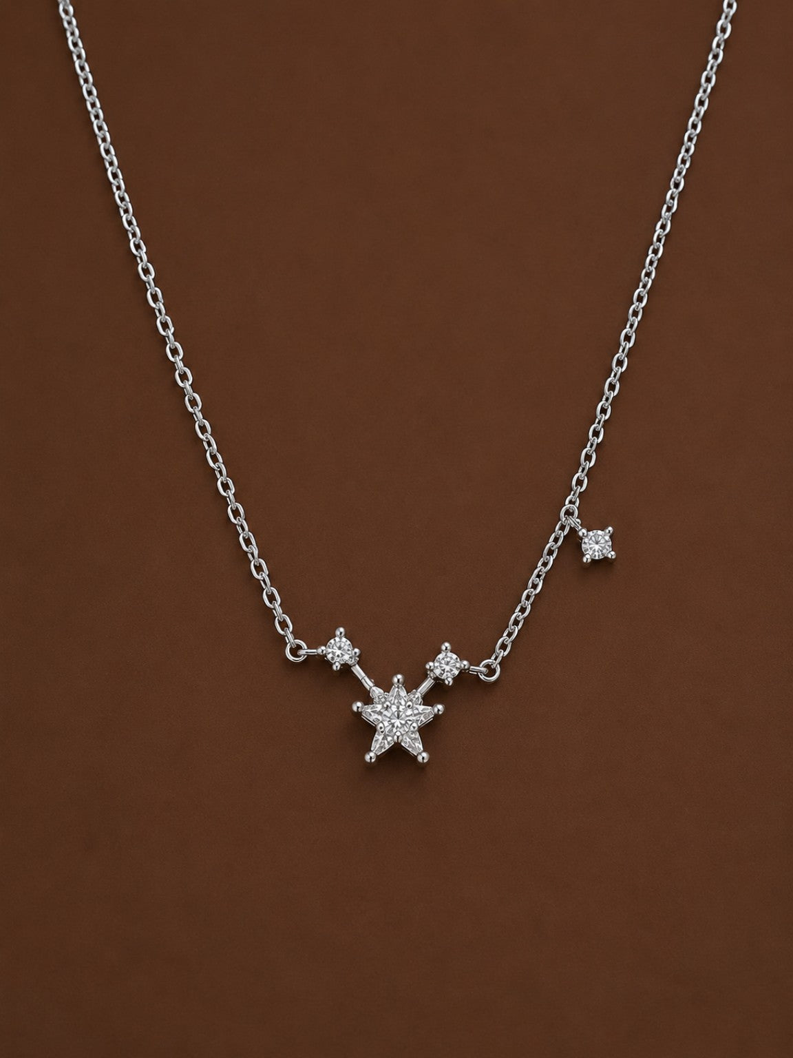 Elegant Silver Star & Crystal Charm Anklet