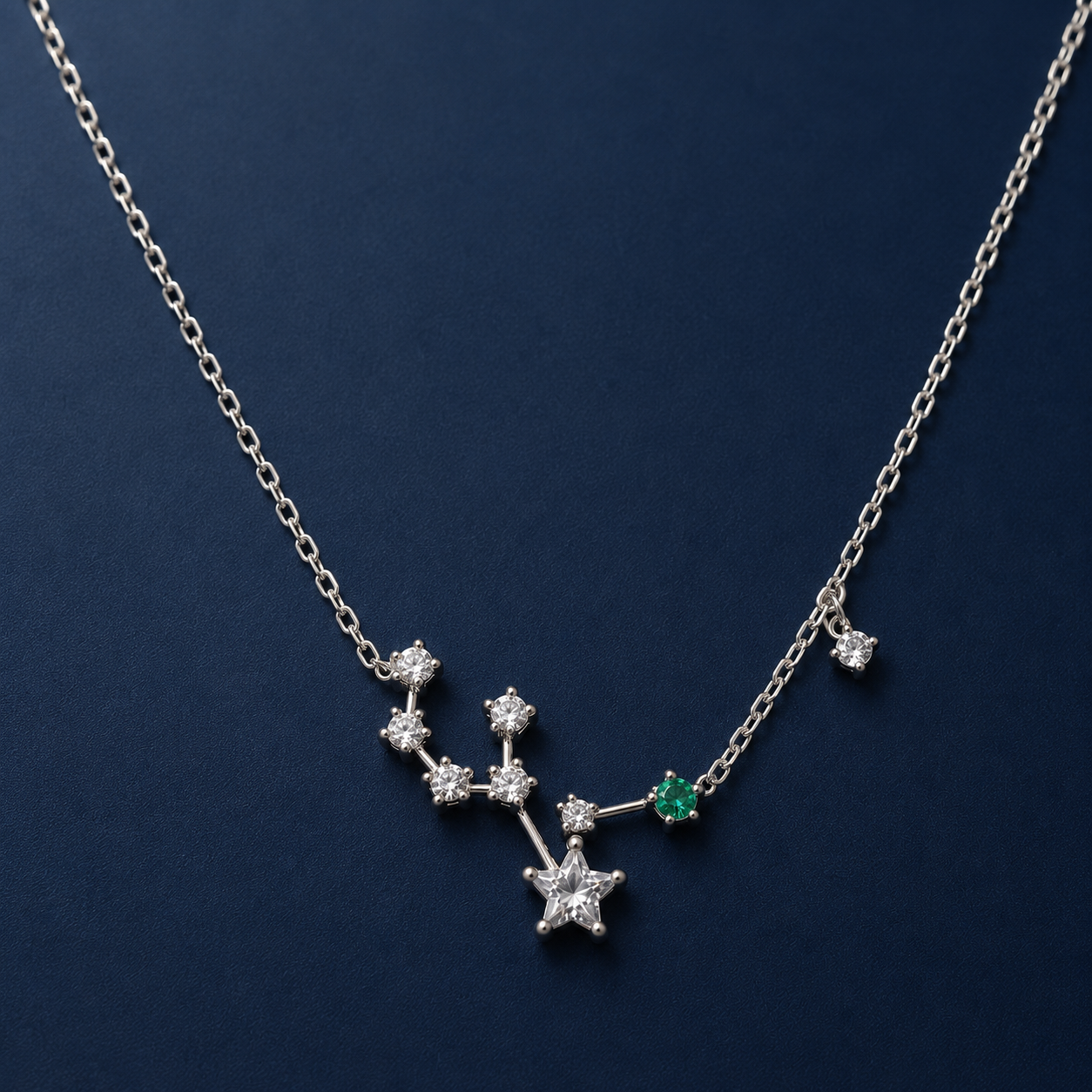 Silver Star & Emerald Crystal Anklet