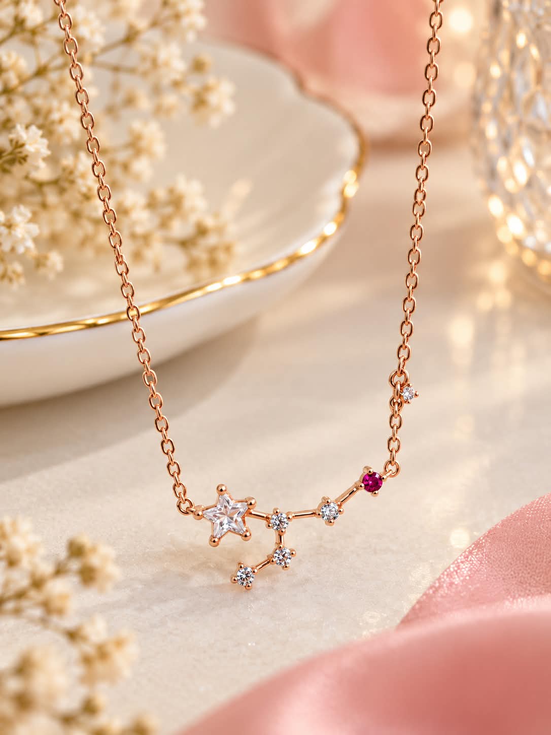 Rose Gold Floral Crystal Charm Anklet for Women