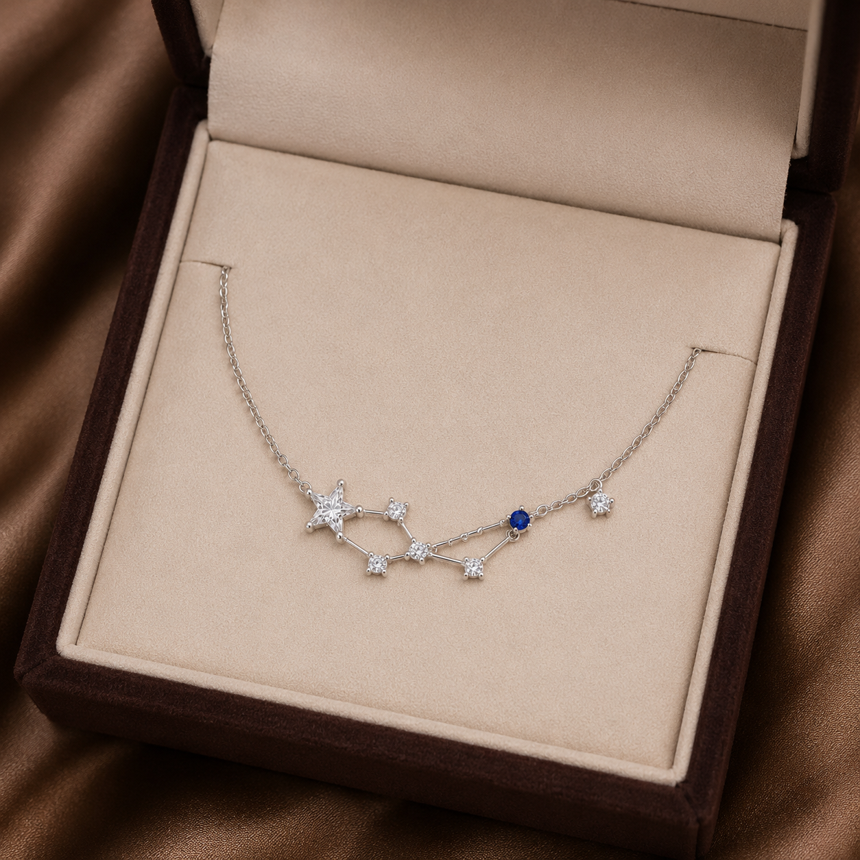 Silver Star & Blue Crystal Constellation Anklet