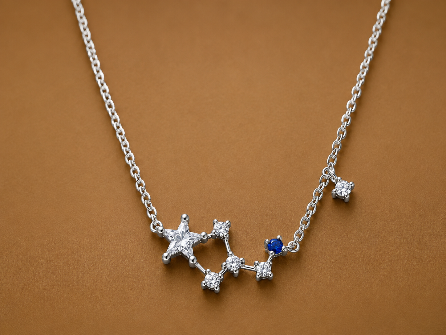 Silver Star & Blue Crystal Constellation Anklet
