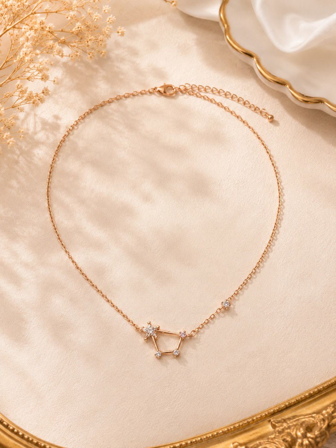 Rose Gold Star & Crystal Constellation Anklet