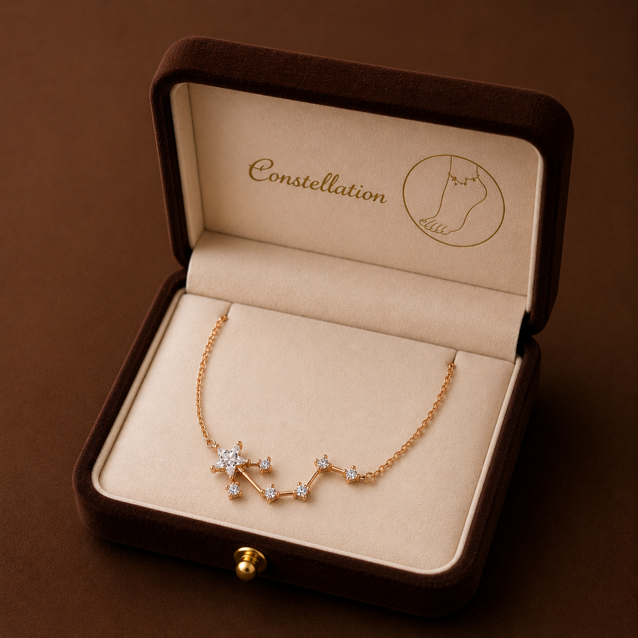 Rose Gold Star & Crystal Constellation Anklet
