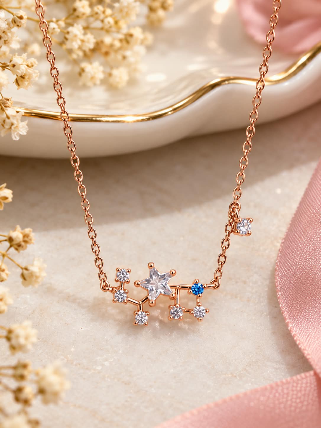 Rose Gold Floral Crystal Charm Anklet for Women