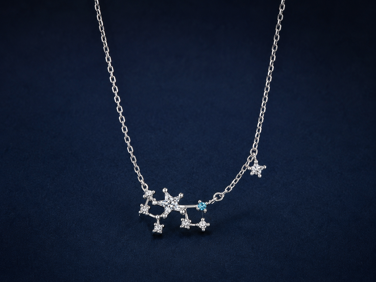 Silver Star & Blue Crystal Charm Anklet