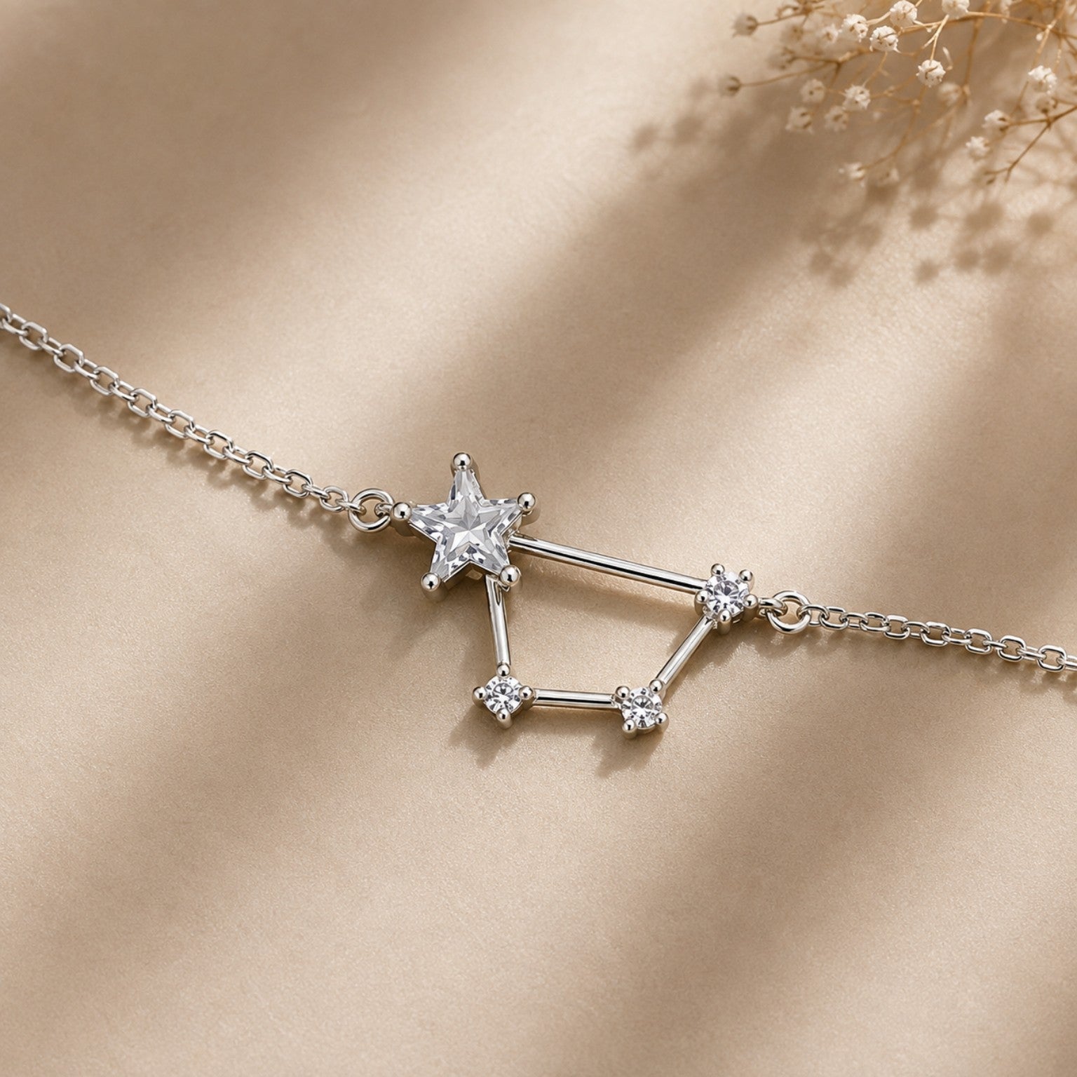 Silver Star Constellation Adjustable Anklet