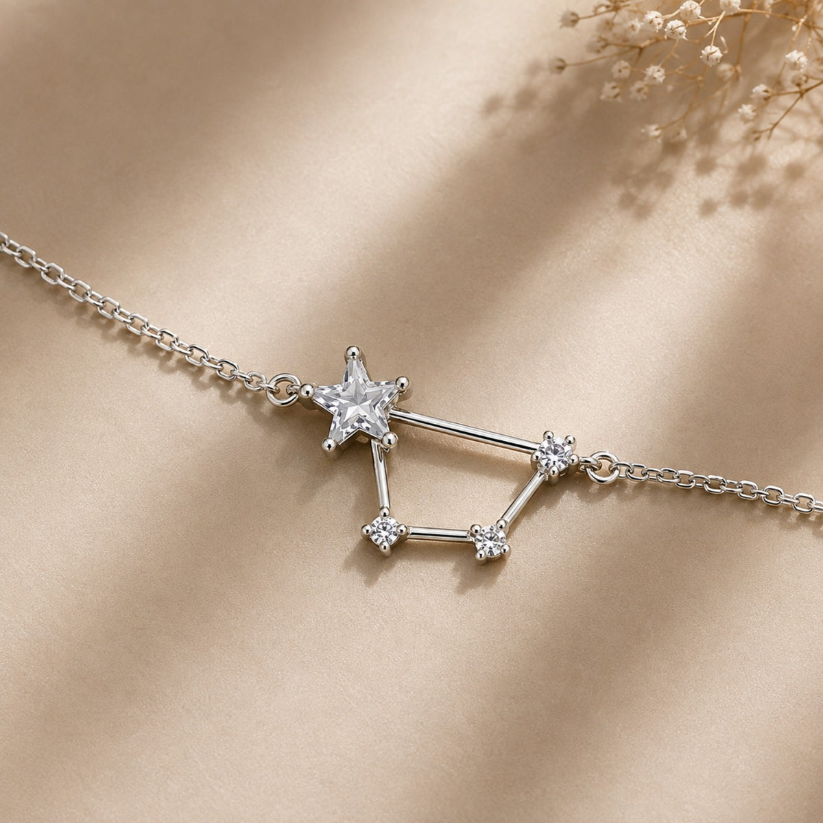 Silver Star Constellation Charm Anklet for Women