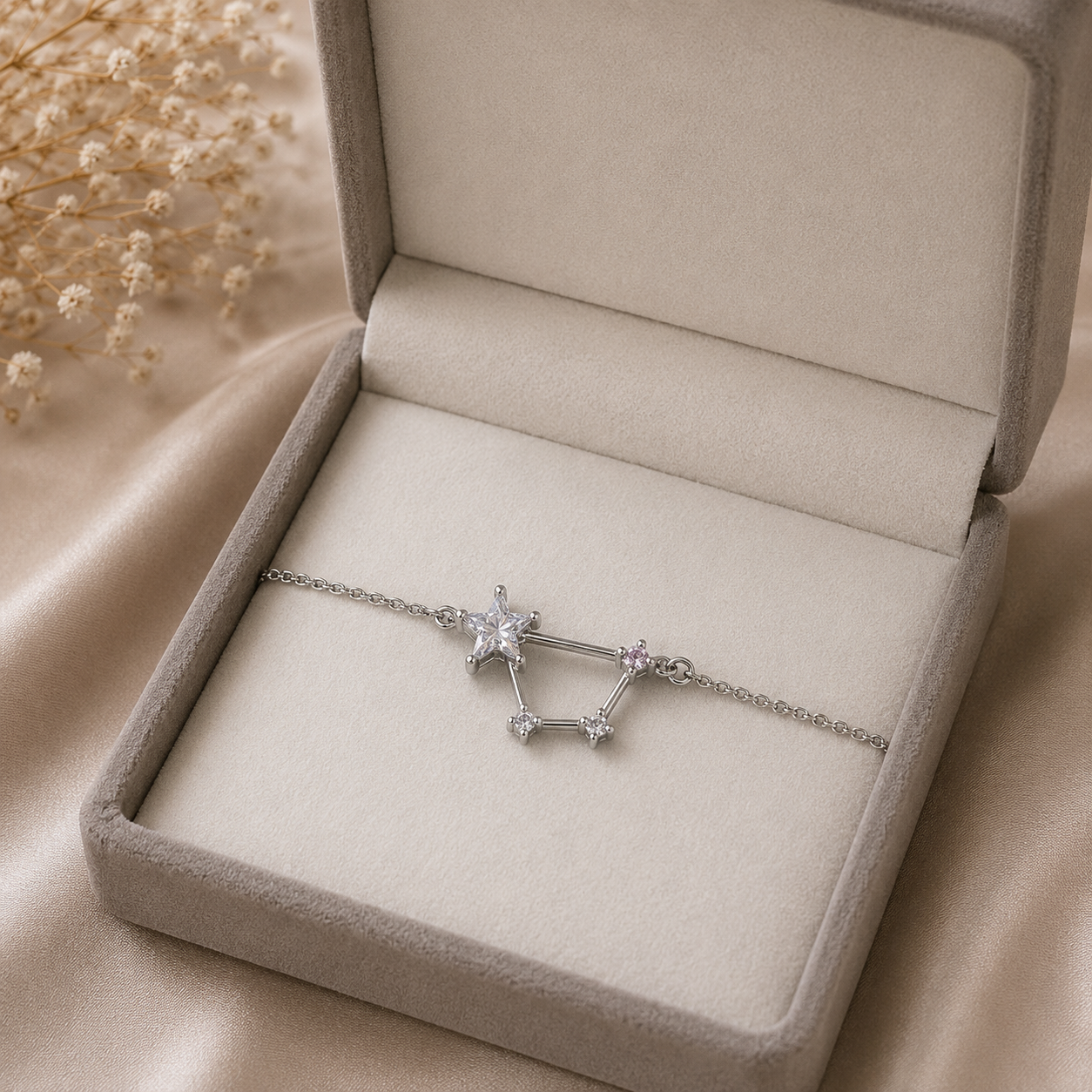 Silver Star Constellation Adjustable Anklet