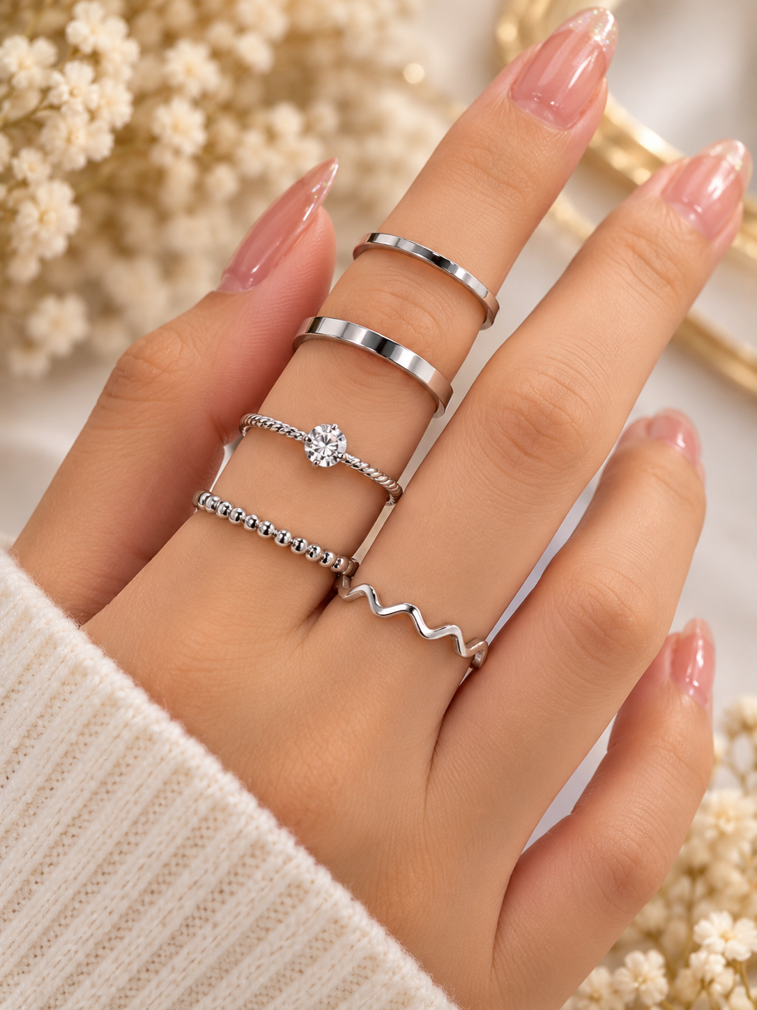 Elegant 10-Piece Mixed Design Ring Set