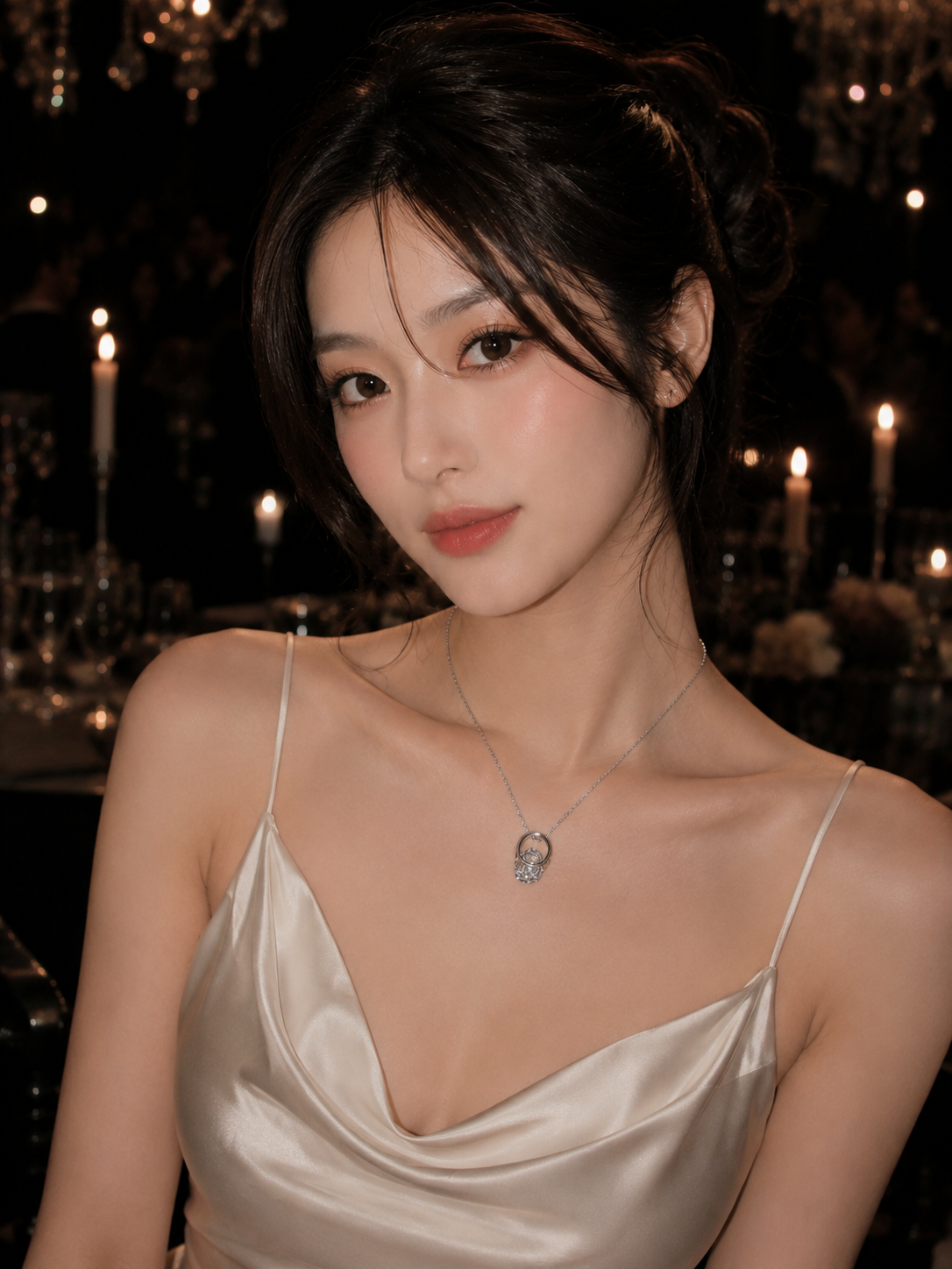 Silver Crystal Ring Pendant Necklace