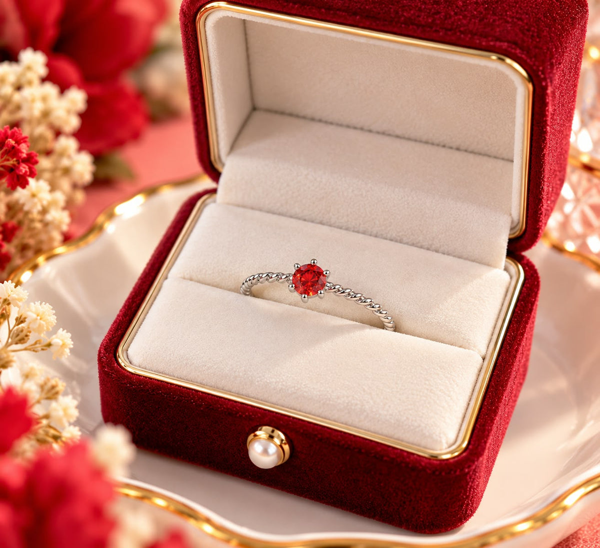 January Birthstone Red Gemstone Ring