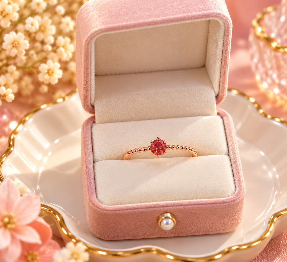 January Birthstone Garnet Adjustable Ring