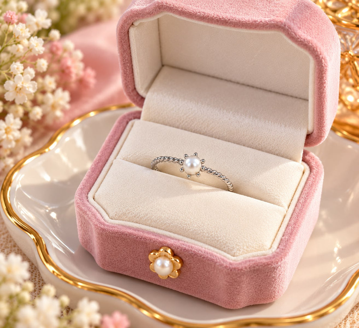 June Birthstone Pearl Ring