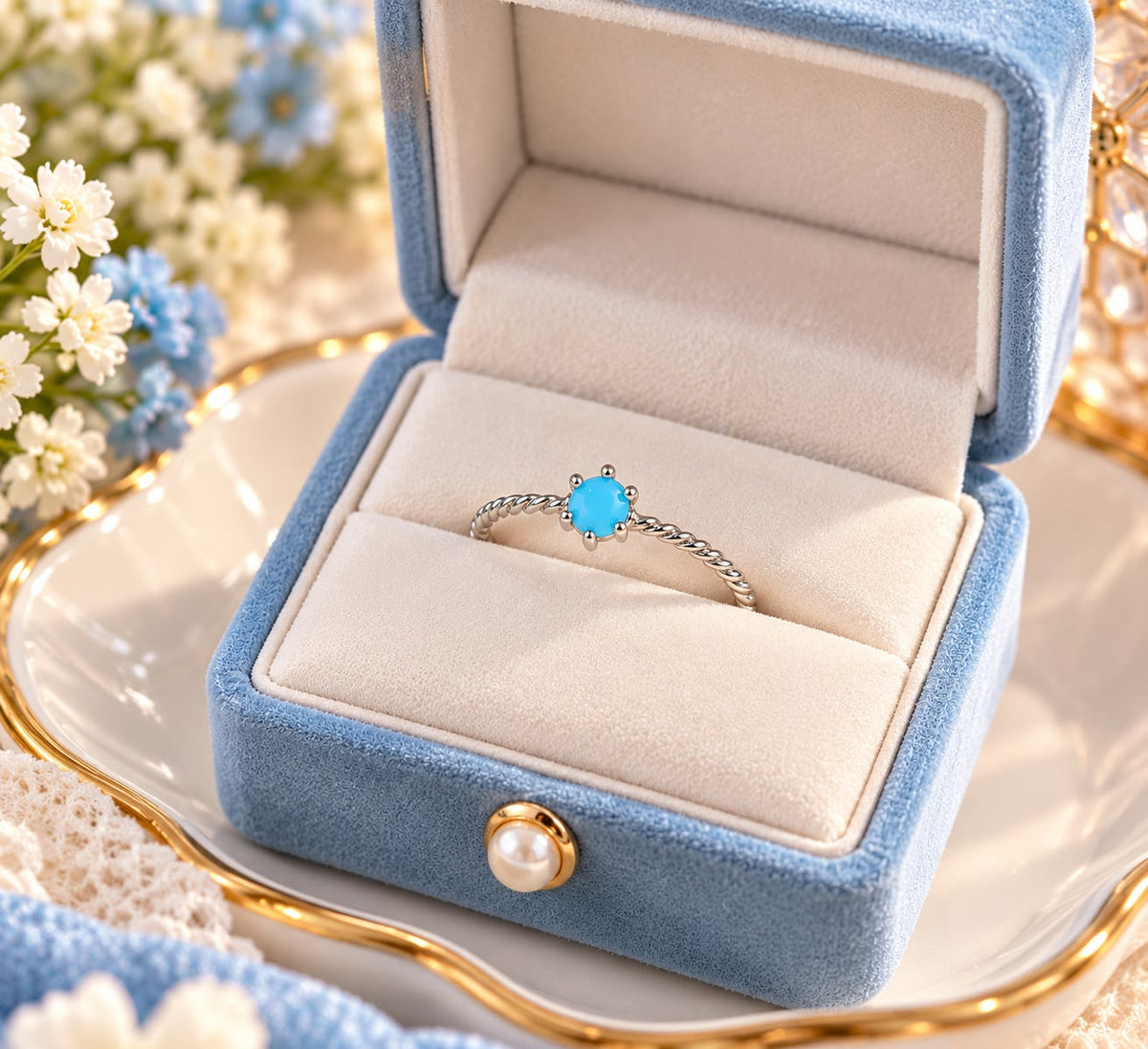 December Birthstone Blue Gemstone Ring