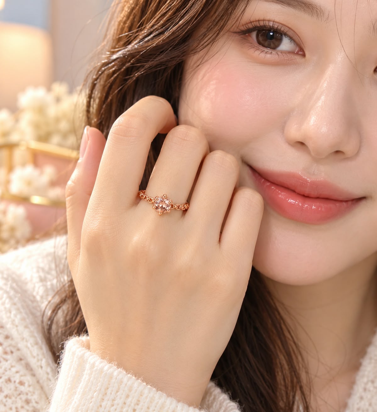 Birthstone Champagne Gemstone Ring