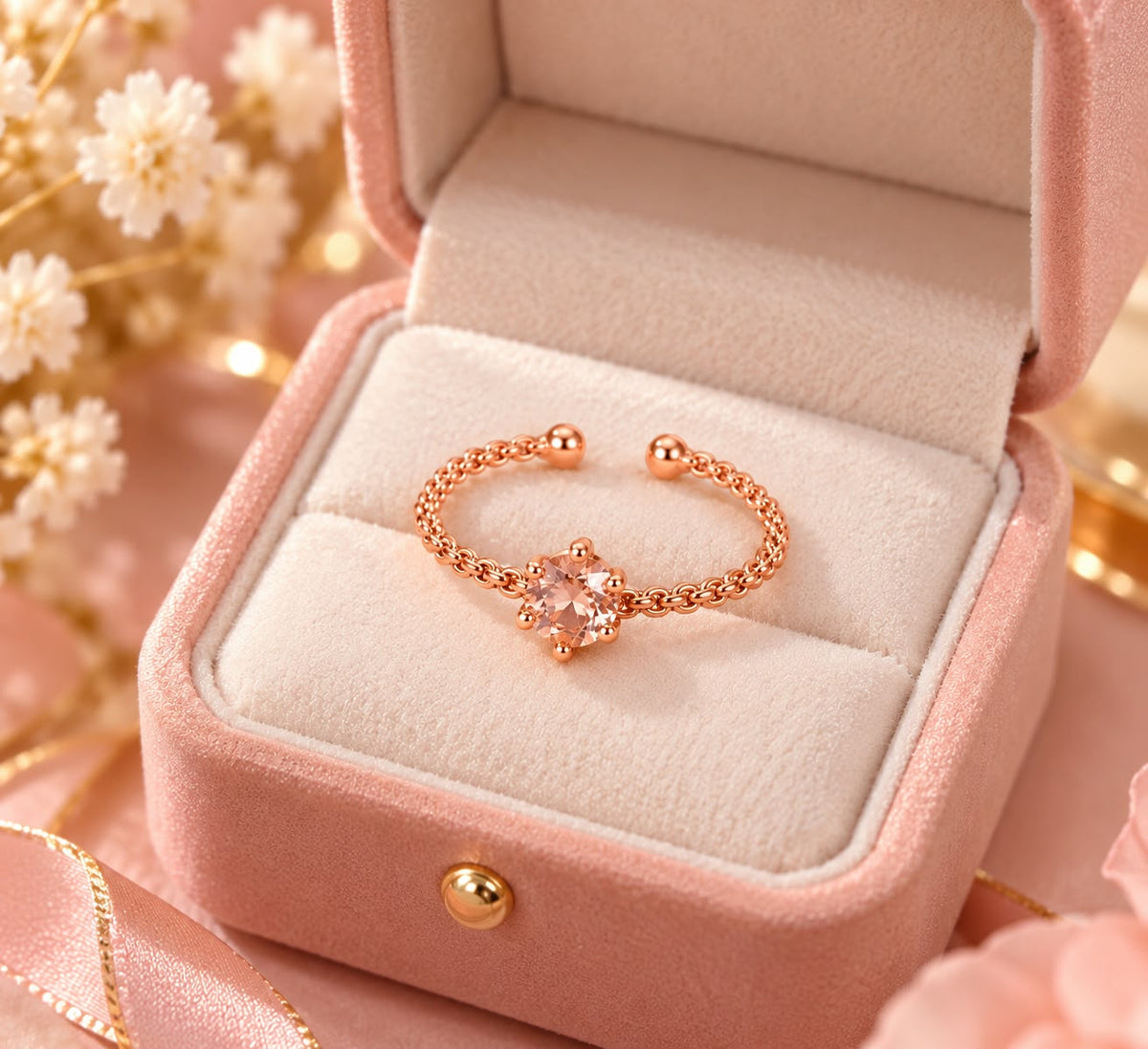 Birthstone Champagne Gemstone Ring
