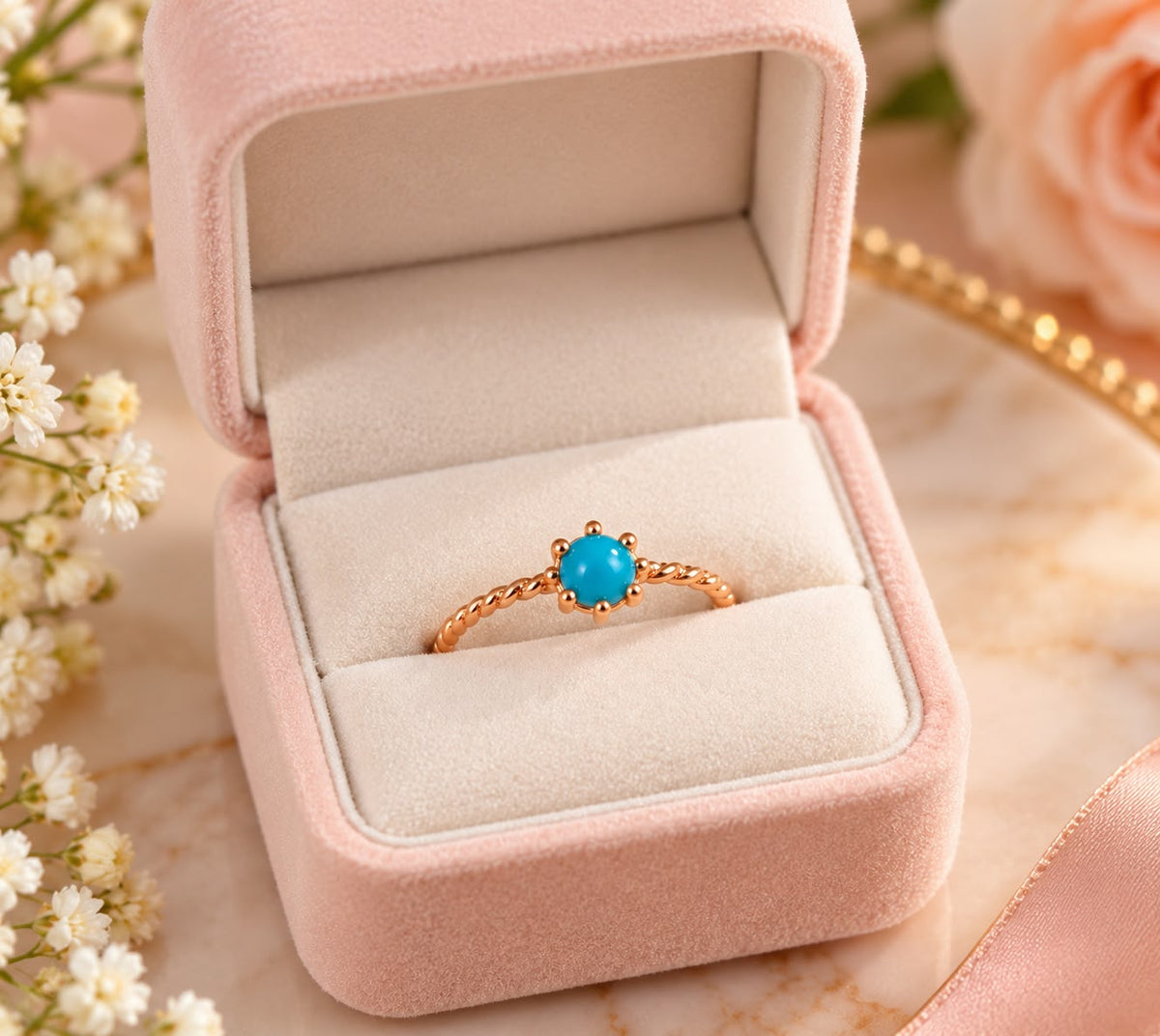 Birthstone Turquoise Blue Gemstone Ring