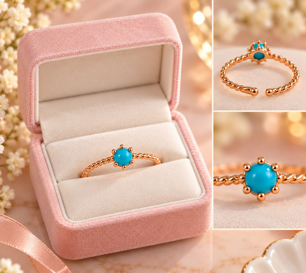 Birthstone Turquoise Blue Gemstone Ring
