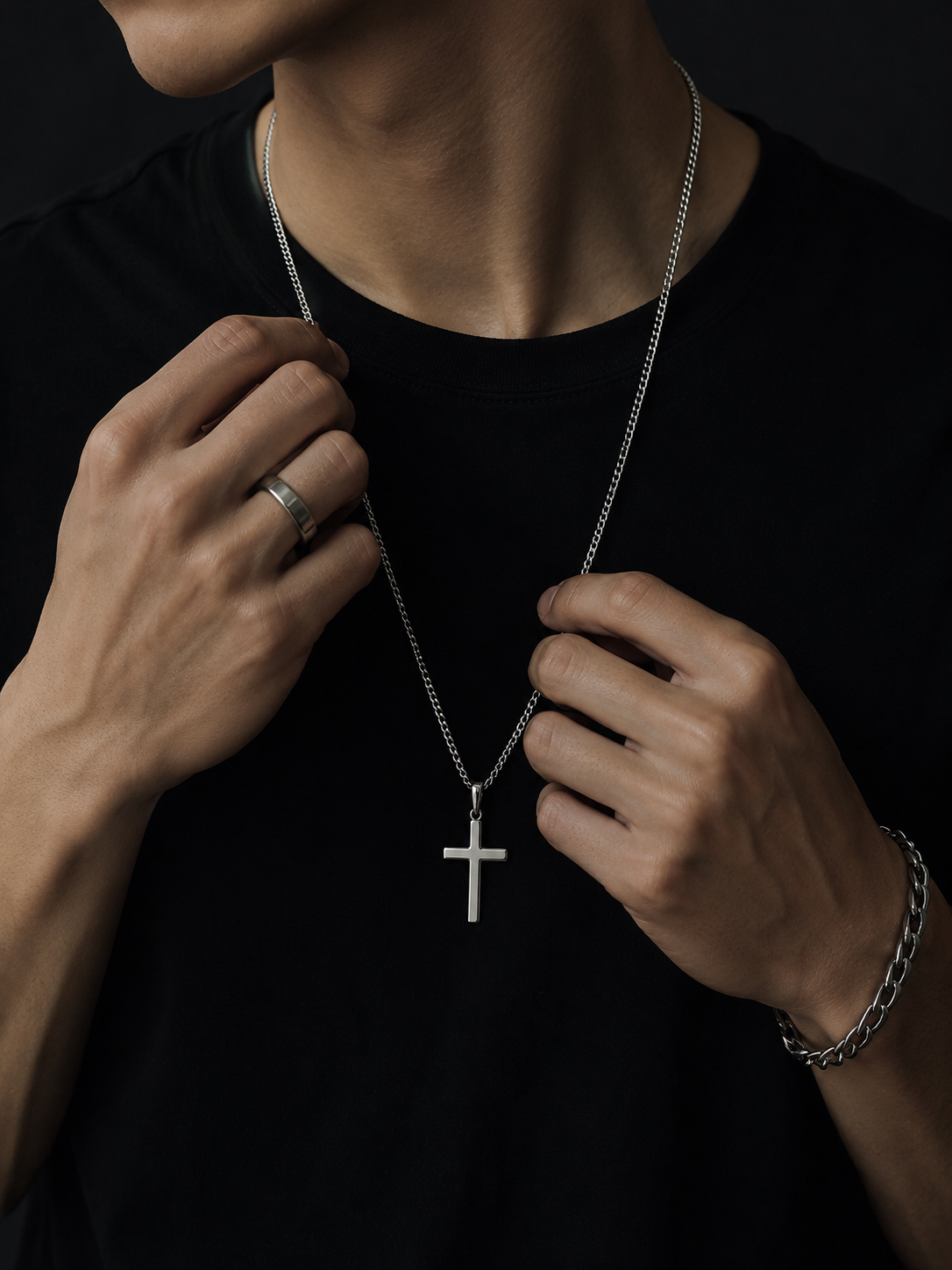 Silver Cross Pendant Necklace