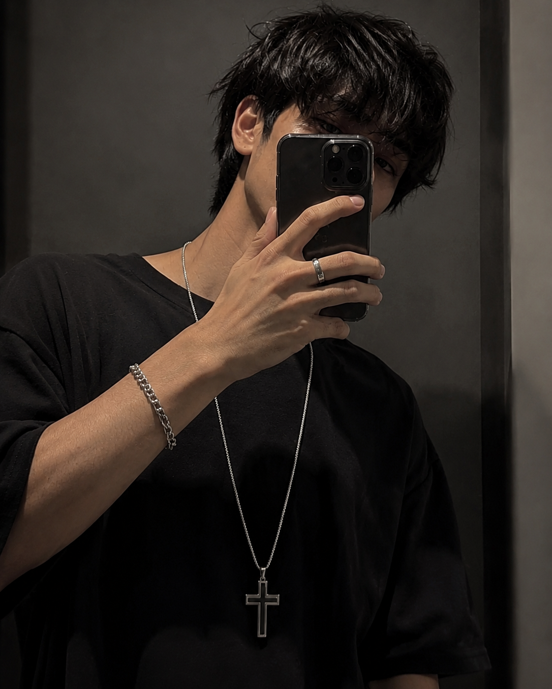 Black Outline Cross Necklace