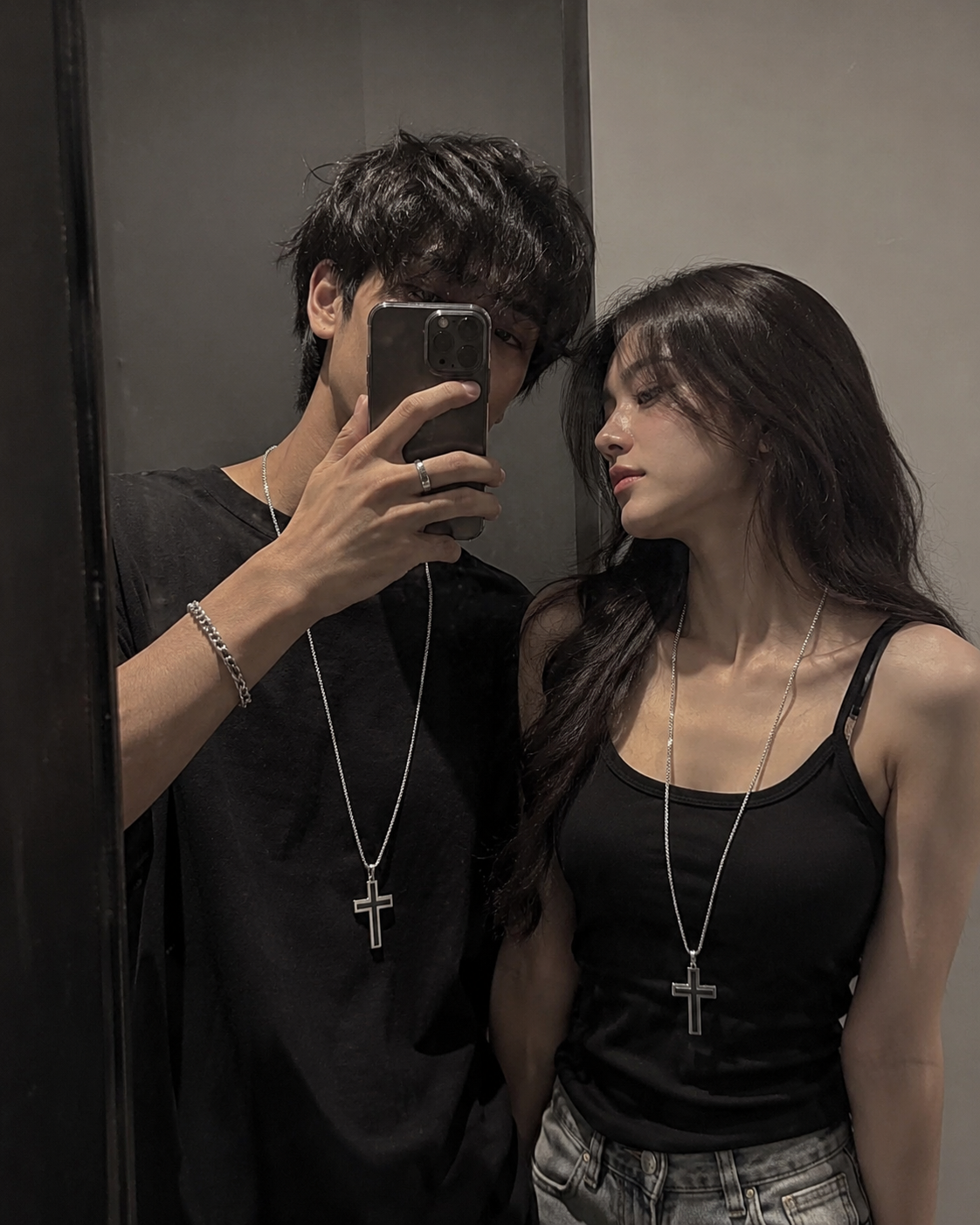 Black Outline Cross Necklace