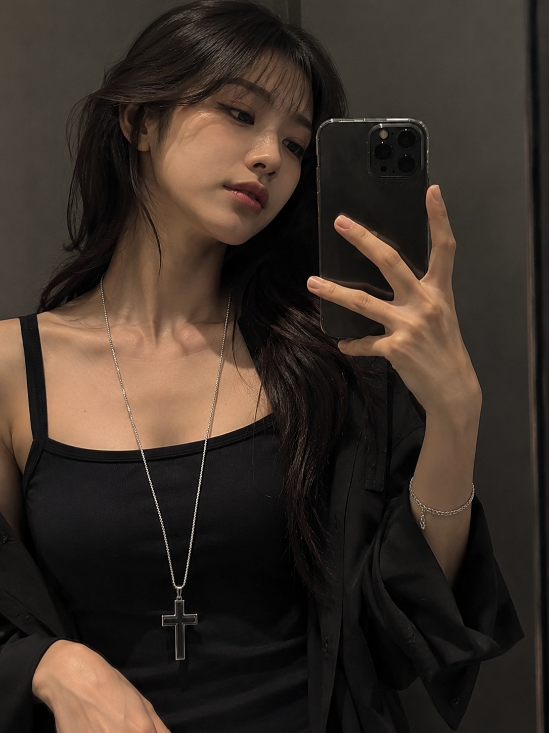 Black Outline Cross Necklace