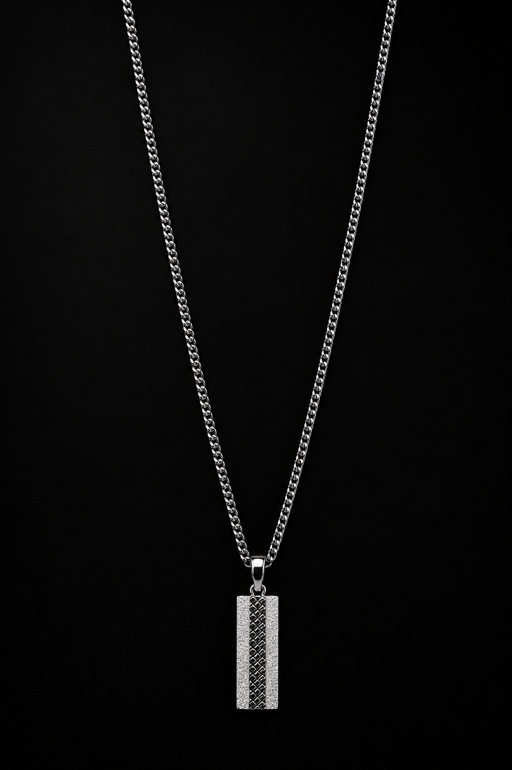 Silver Bar Pendant Necklace