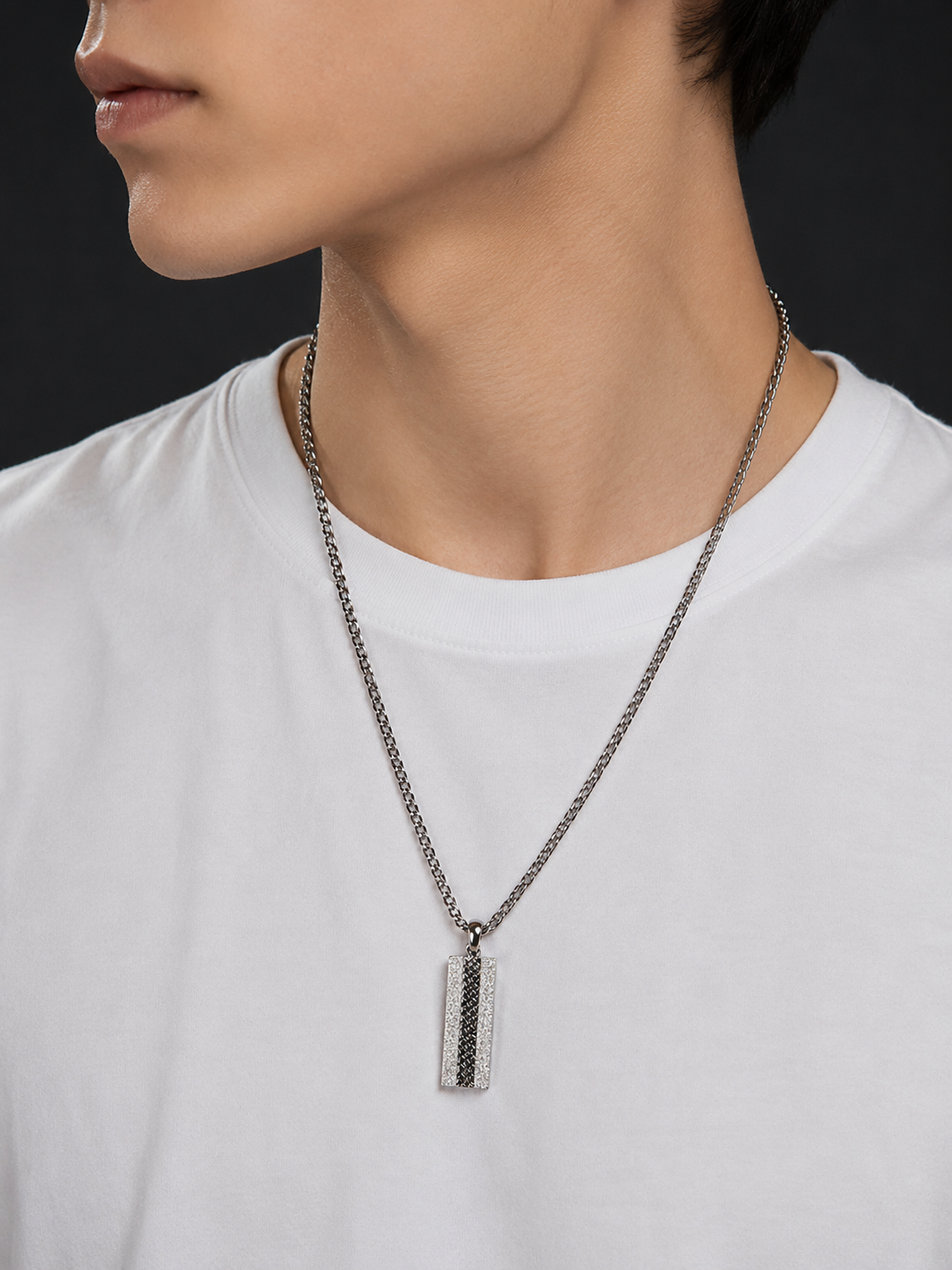 Silver Bar Pendant Necklace