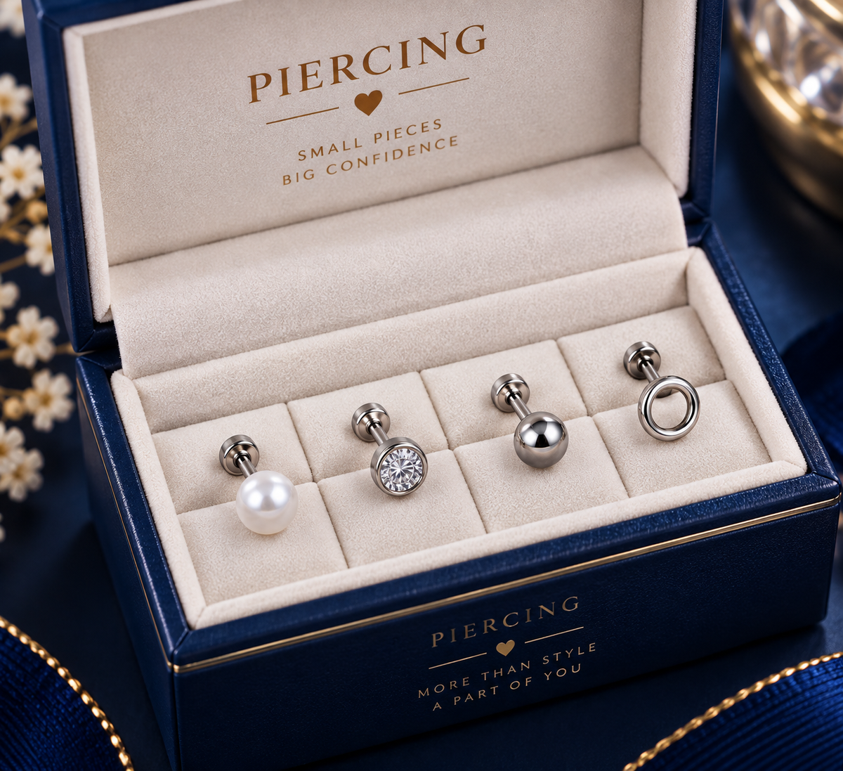 Silver Ear Piercing Stud Set