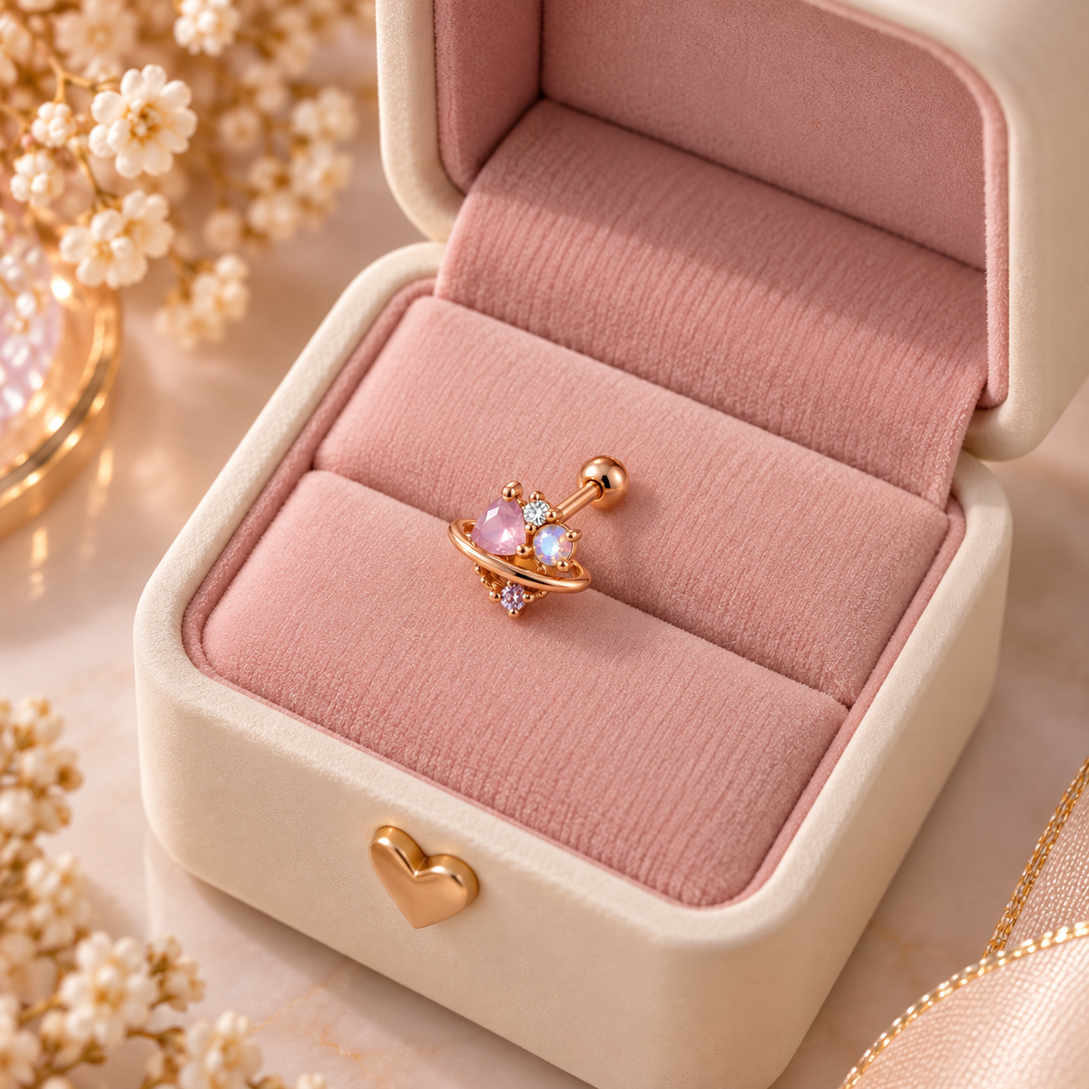 Rose Gold Planet Ear Piercing