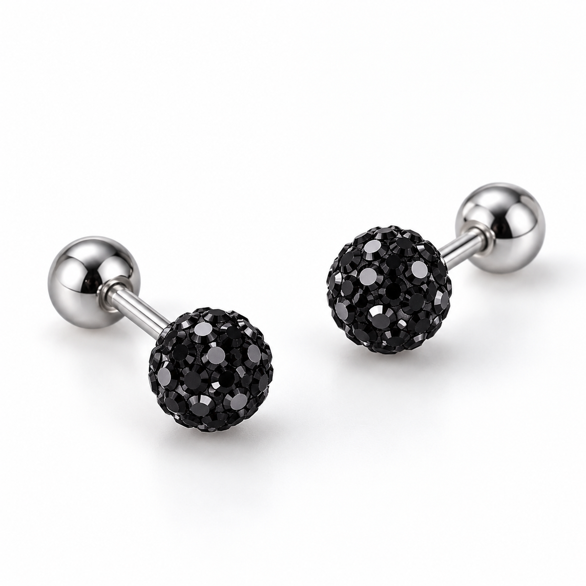 Black Crystal Ball Ear Piercing