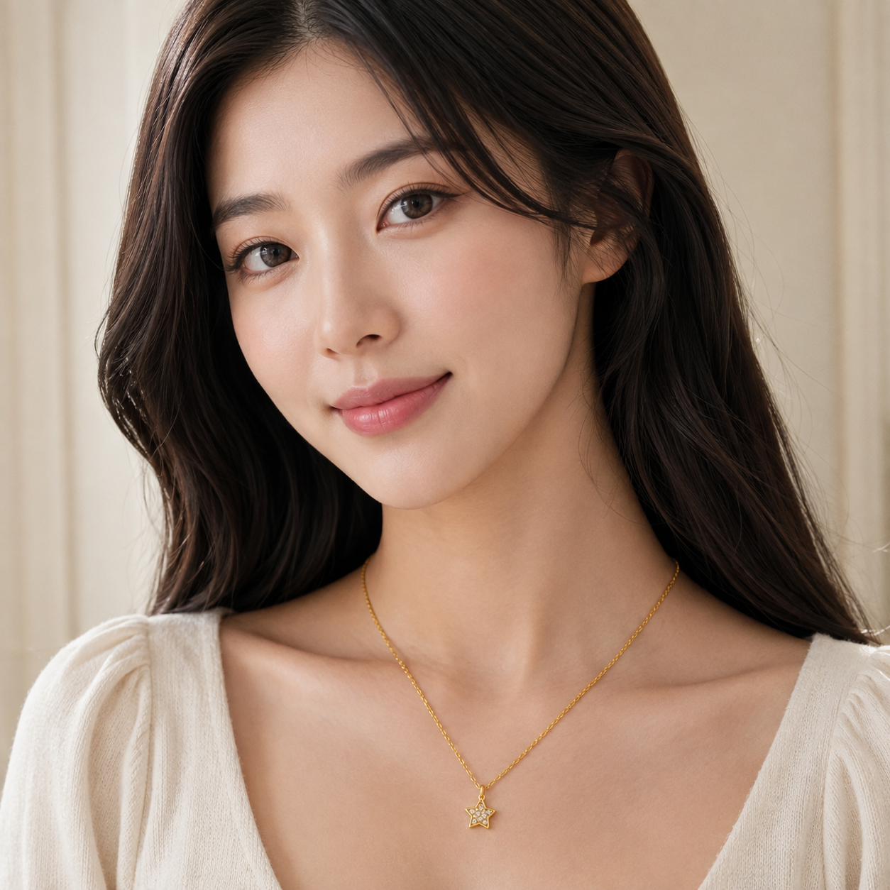 Elegant Gold Short Necklace with Sparkling Star Pendant