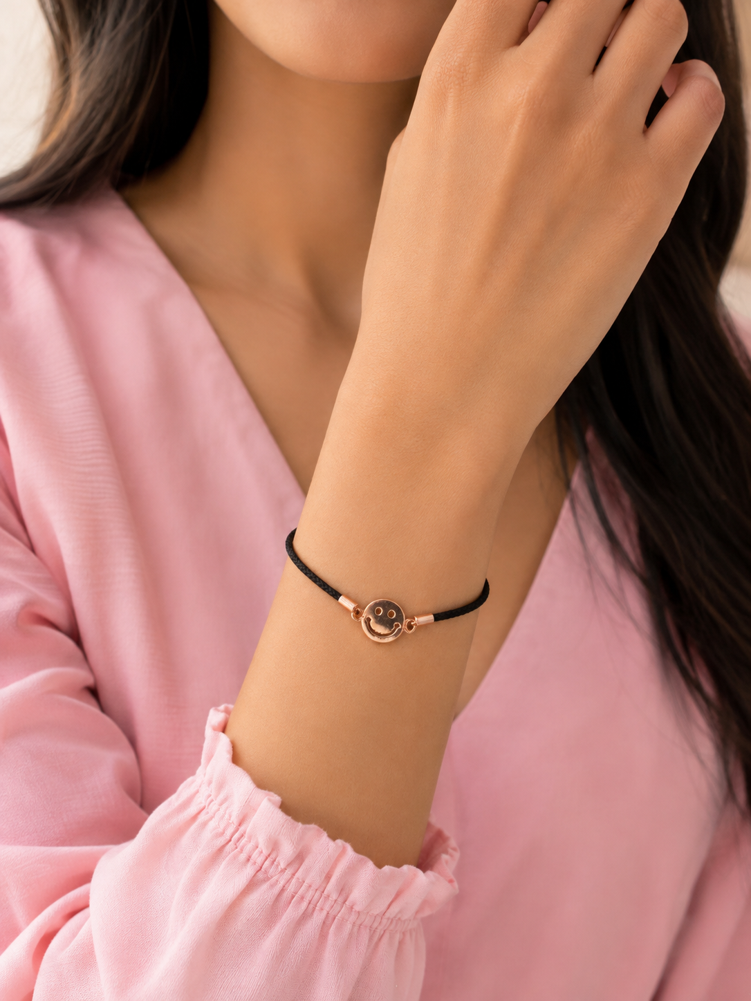 Black Cord Smile Bracelet