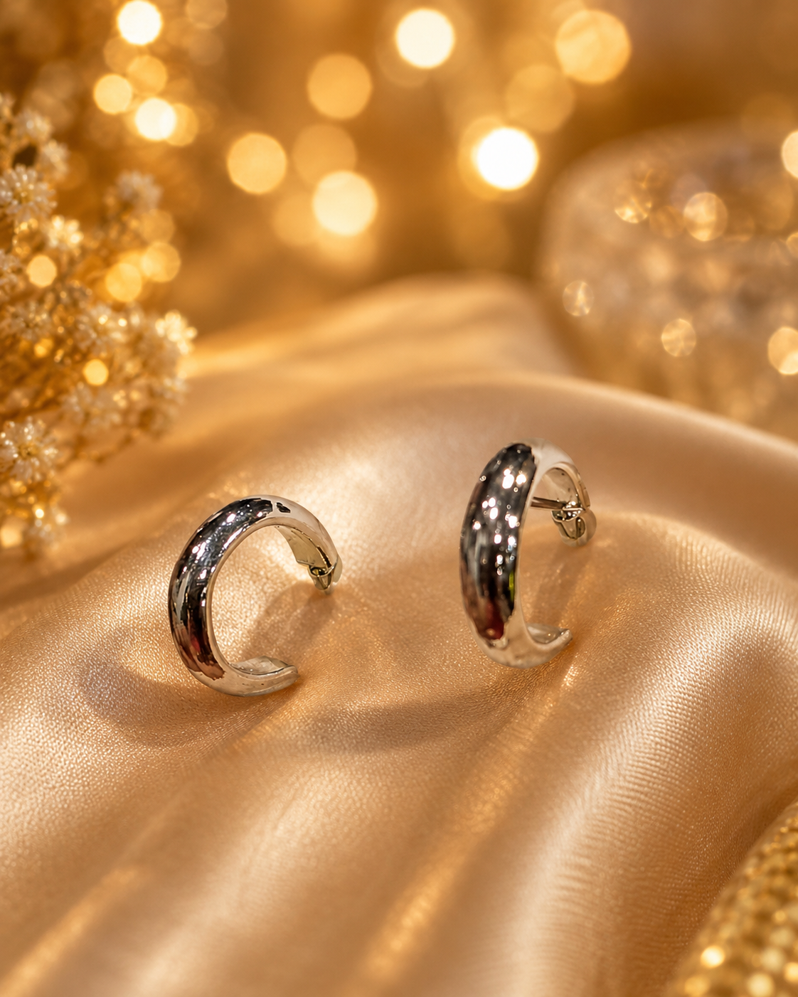 Silver Chunky Hoop Earrings