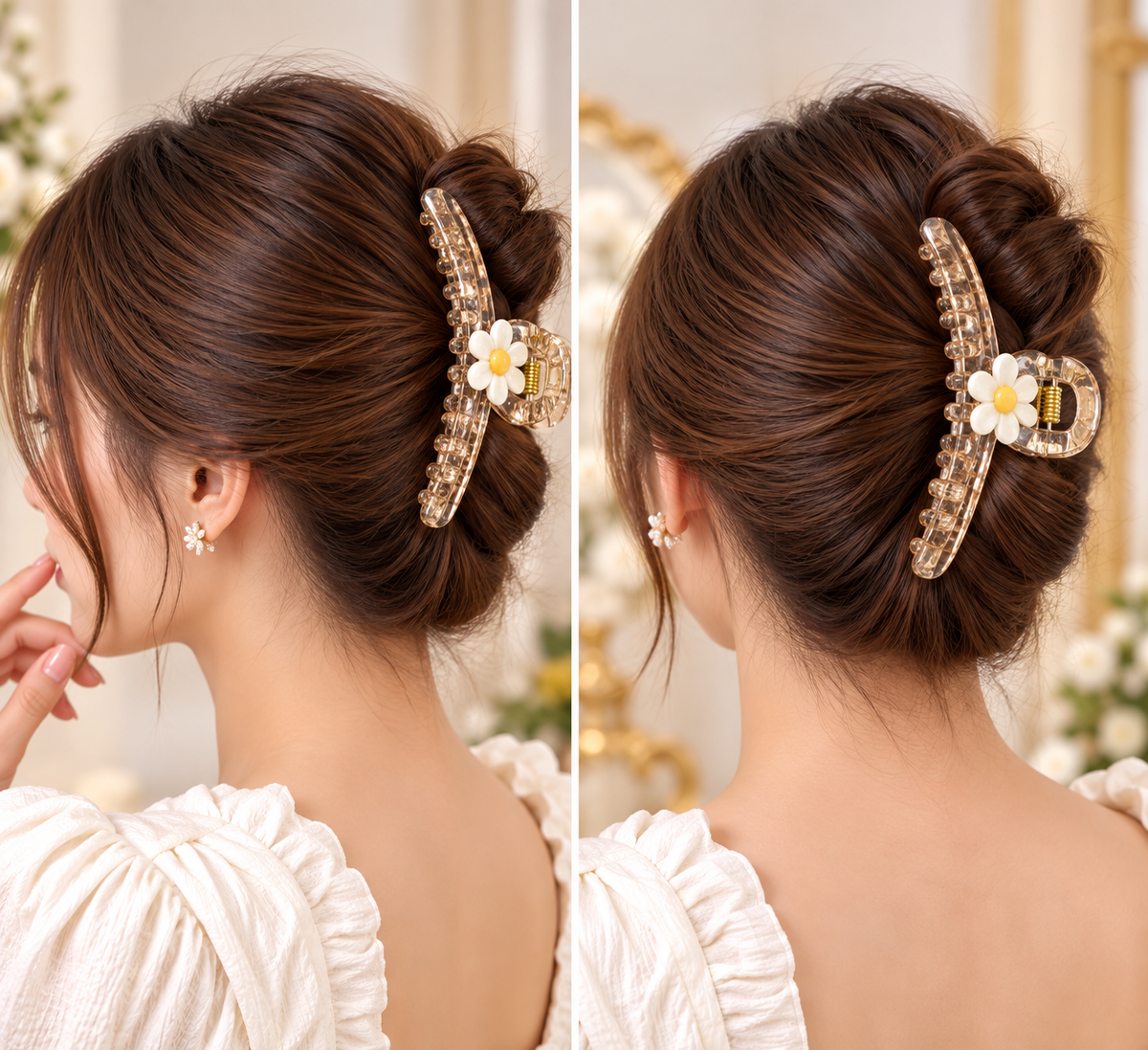Transparent Hair Clutcher with Floral Design
