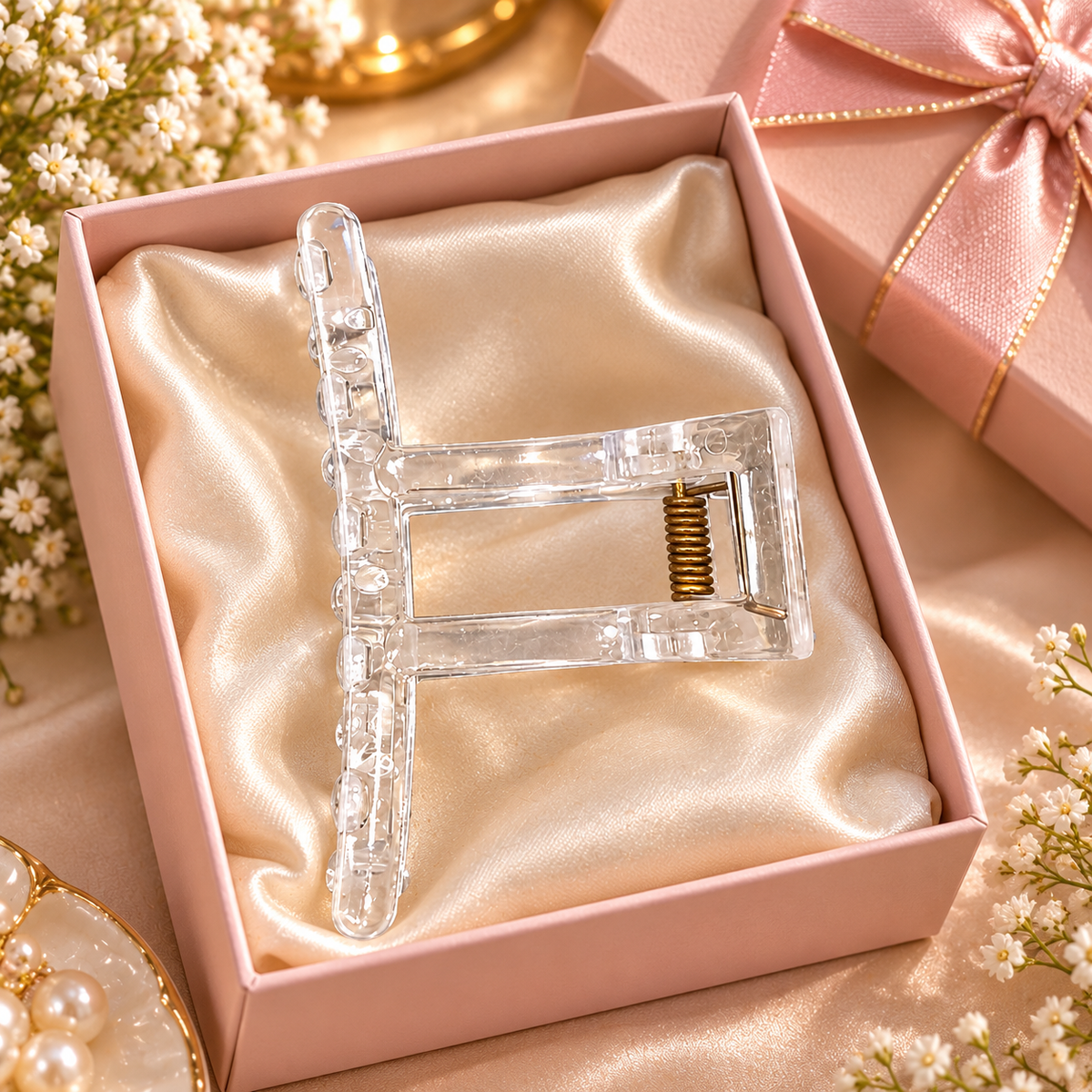 Transparent Geometric Hair Clutcher