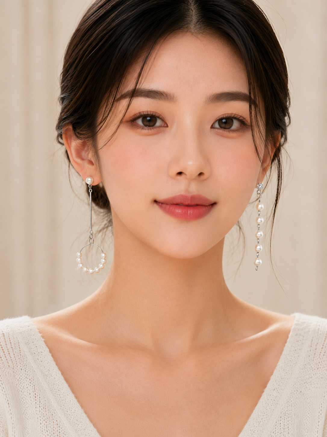Pearl Mismatched Long Drop Earrings