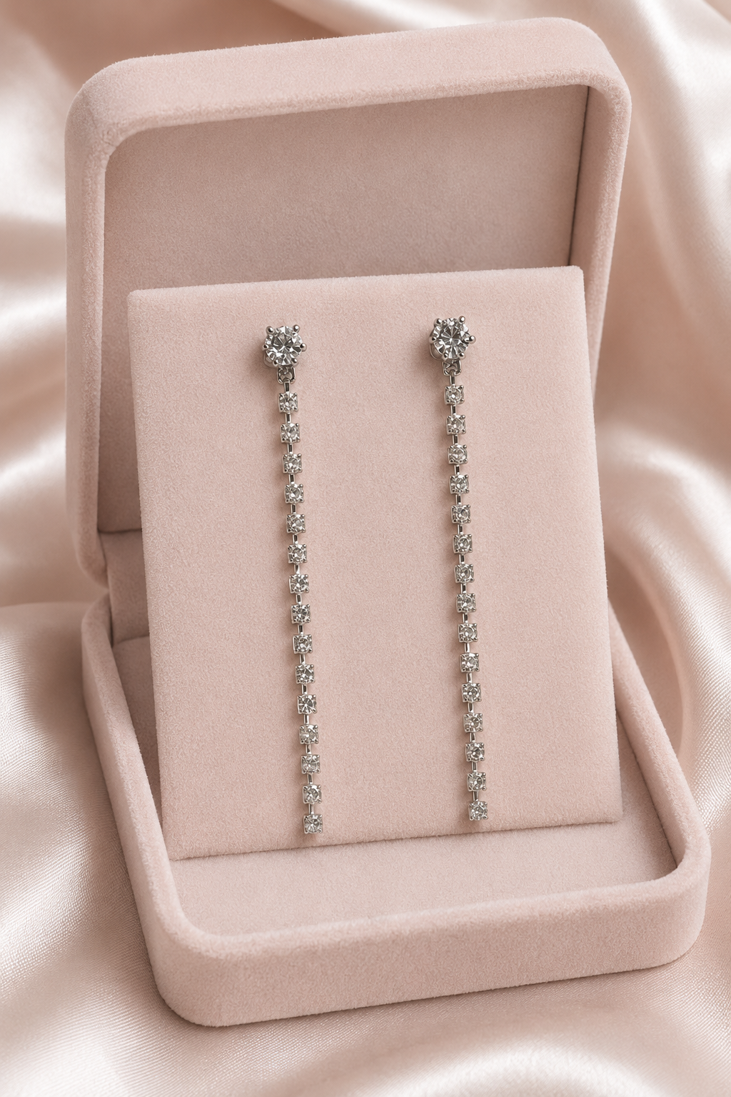 Crystal Rhinestone Long Drop Chain Earrings